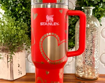 40oz Valentine’s Stanley Tumbler with Valentine’s Engraving