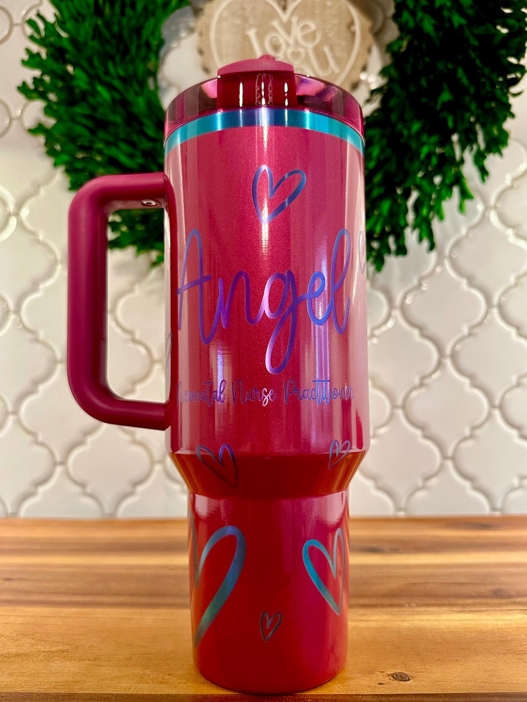 40oz Valentine's Stanley Tumbler With Hearts - Etsy