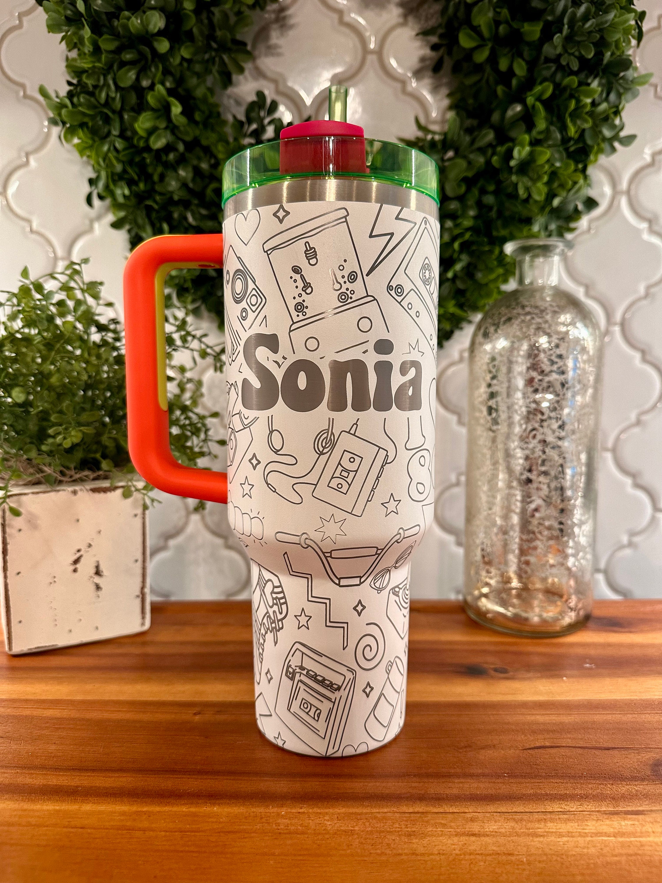 40oz Engraved Stanley Tumbler With 80's Theme Neon Release - Etsy