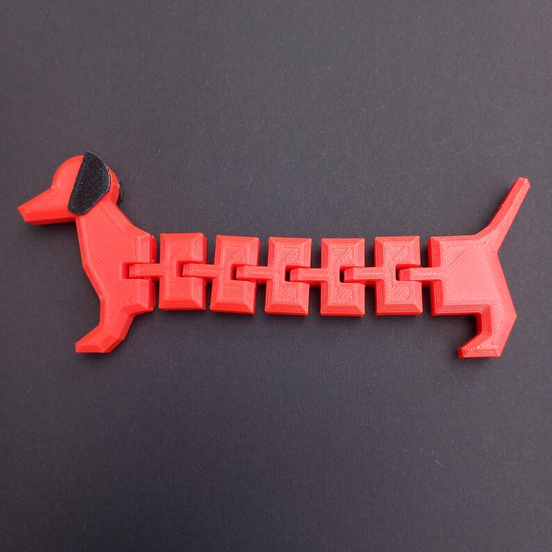 Articulated Dog, 3d Printed Sausage Dog, Fun Toy, Flexible Fidget, Cute