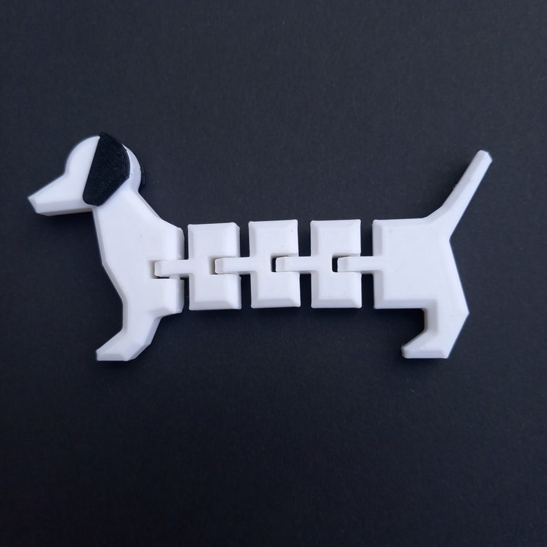 Articulated Dog, 3d Printed Sausage Dog, Fun Toy, Flexible Fidget, Cute