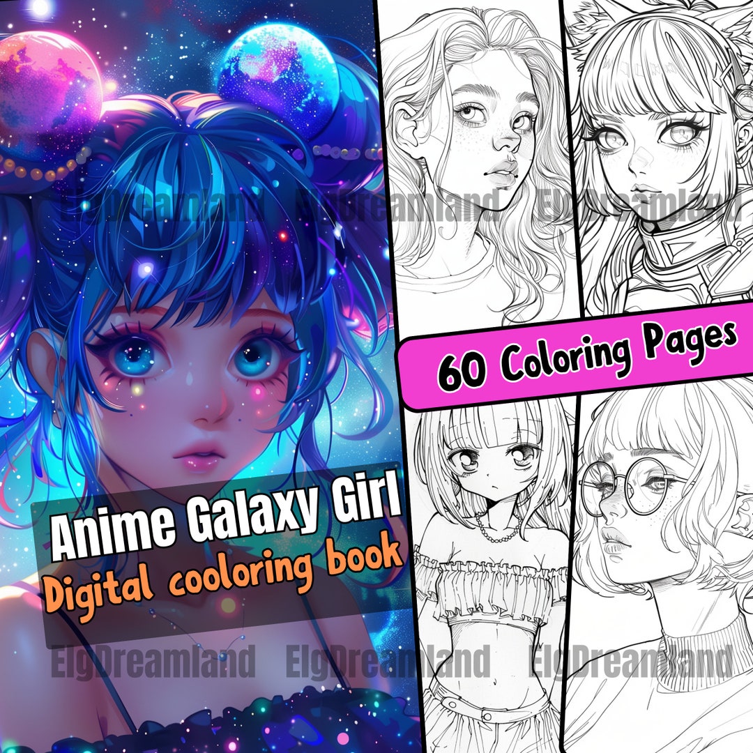 60 Anime Galaxy Girls Coloring Page, Manga Fantasy Coloring Book Pages ...