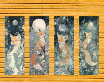 Moonlit Fox Bookmark Set • Dreamy Forest Animal Art (PNG & PDF)