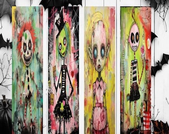 Set di segnalibri carini e inquietanti - Arte horror gotica, regalo per lettori spettrali