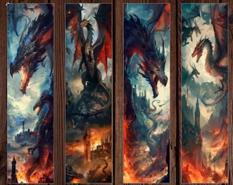 Dark Dragon Bookmark: Fantasy Art Collectible (Digital Download)
