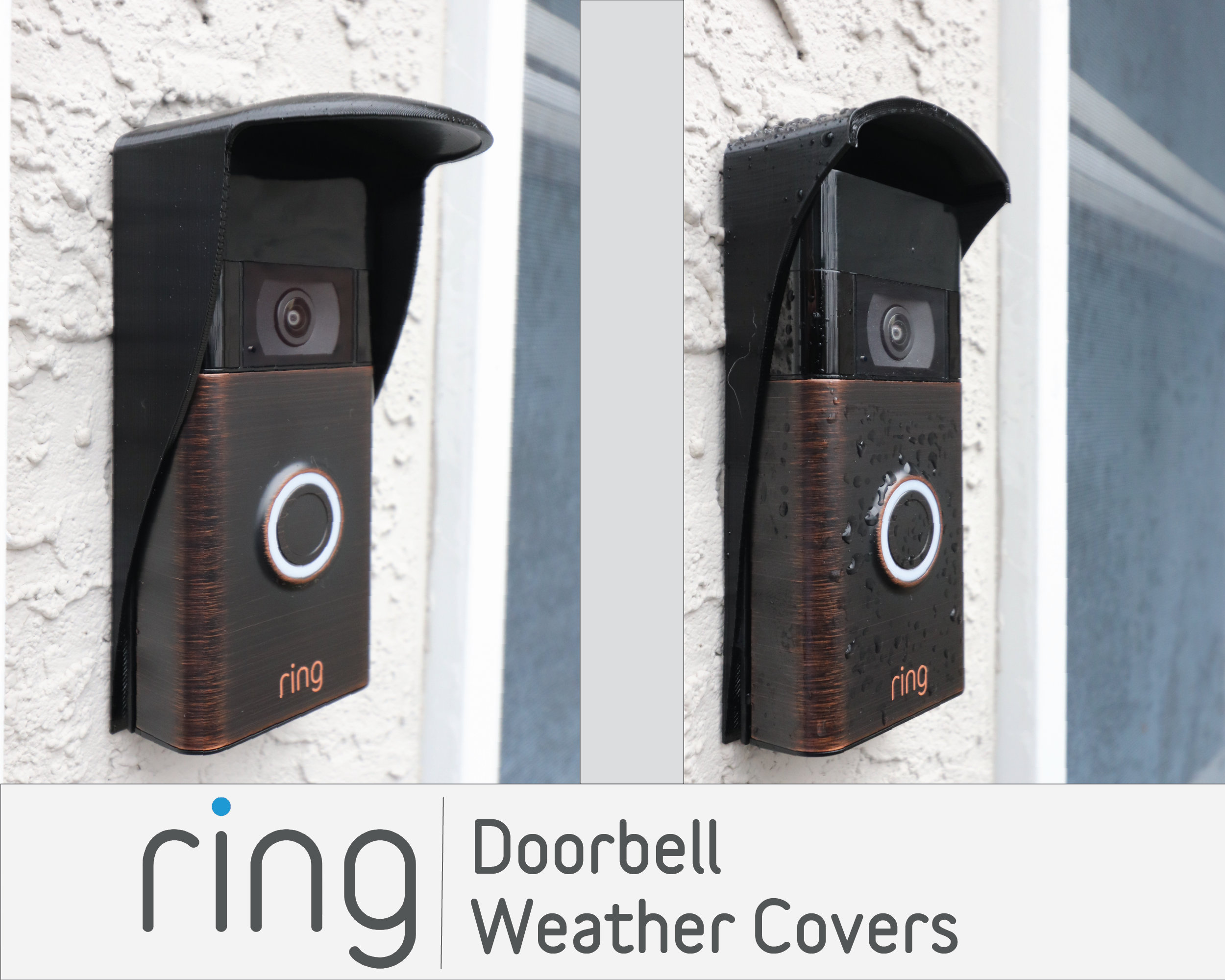 Rain Cover Ring Doorbell Slim Wireless Video Doorbell, 1080P HD