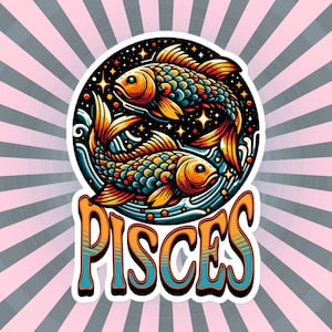 Fische Aufkleber, Sternzeichen Aufkleber, Horoskop benutzerdefinierte Fische Aufkleber, mehrere Größen, einzigartiges Geschenk