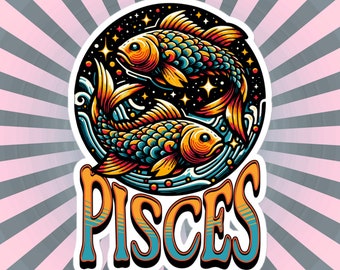 Pisces Sticker, Zodiac Sign, DreamSage Design