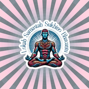 Namaste Mantra Yoga Meditação Lokah Samastah Sukhino Bhavantu Adesivo de vinil para carro, pára-choques, álbum de recortes, skates ou artesanato