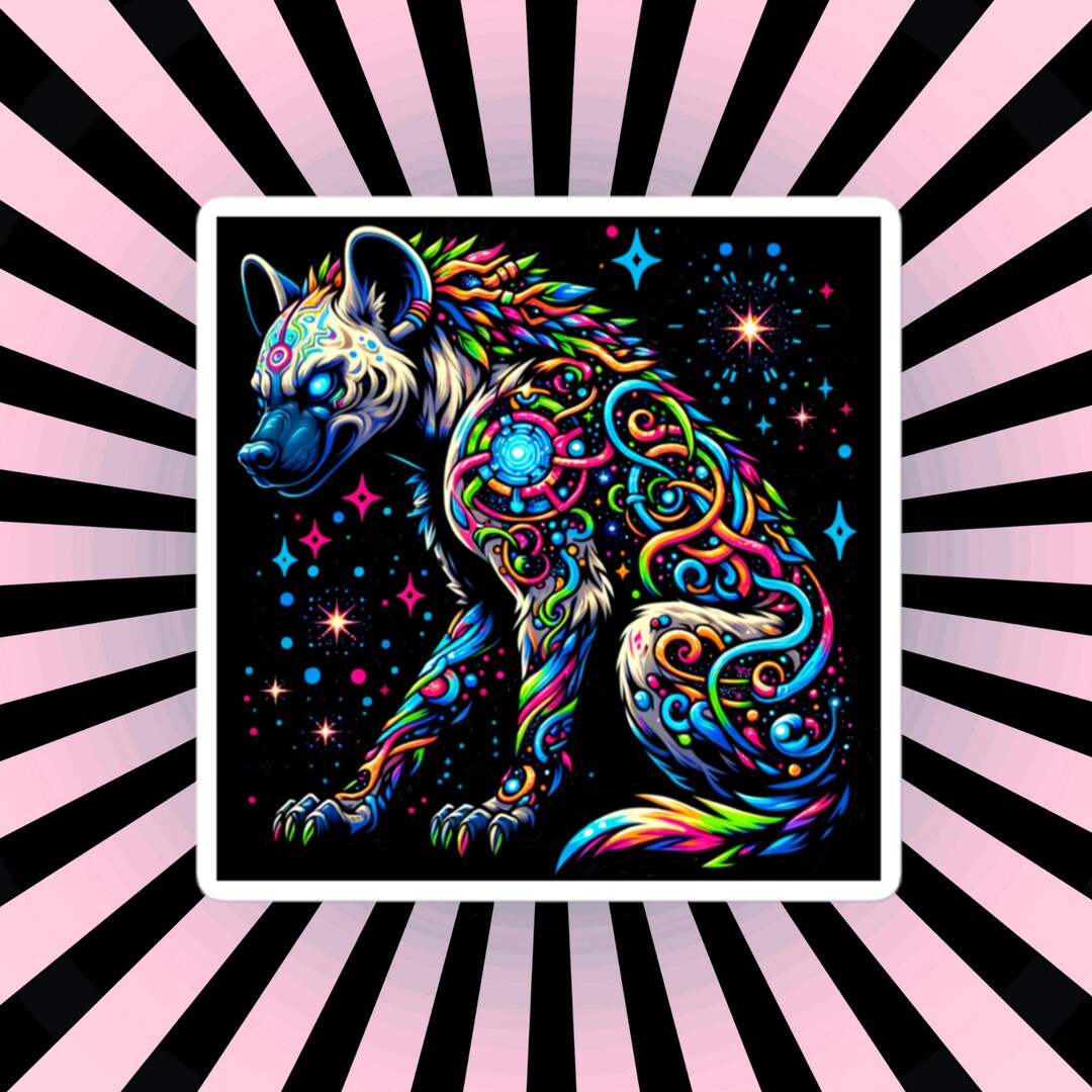 Cosmic Galactic Trippy Powerful Hyena Weirdcore Trippy Waterproof