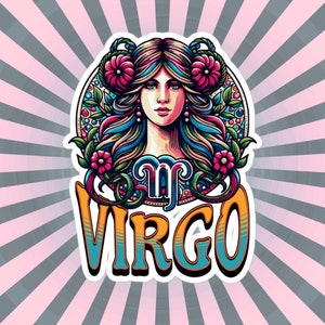 Adesivo Flash de Virgem, Adesivo do Signo do Zodíaco, Adesivo Personalizado de Horóscopo de Virgem, Vários Tamanhos, Presente Único