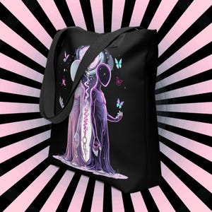 Hollow Faced Twins Arcane Tote Bag Gothic Grunge Neon Goth Darkcore Weirdcore Dark Aesthetic Halloween Purse Tote