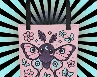 Pastel Goth Luna Moth Tote Bag – Kawaii Celestial Design