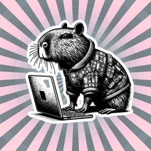 Adesivo per laptop Cyberpunk Capybara, regalo d'arte Steampunk