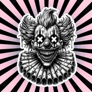 Macabre Horror Gothic Clown Vinyl Sticker Gore Clowncore Gothic Evil Clown Weirdcore Waterproof Sticker