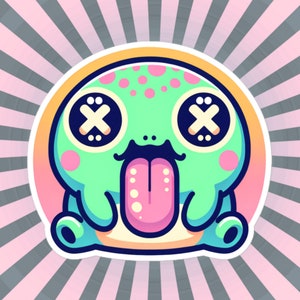 Weirdcore Pastel Goth Grunge Cute River Toad Vinyl Sticker Frog Oddcore Waterproof Sticker, Weird Stuff Unique Gift