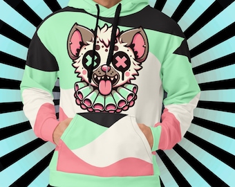 Graphic Weirdcore Creepy Hyena Clown Unisex Hoodie Y2K Clowncore Grunge Pastel Goth Hoodie Sweatshirt