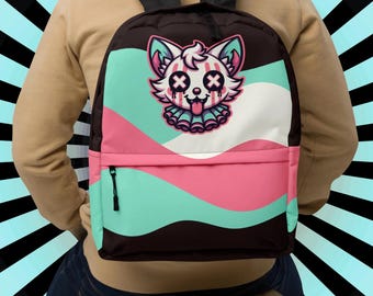 Kawaii Fox Backpack – Pastel Goth Dreamcore Alt Fashion School Bag