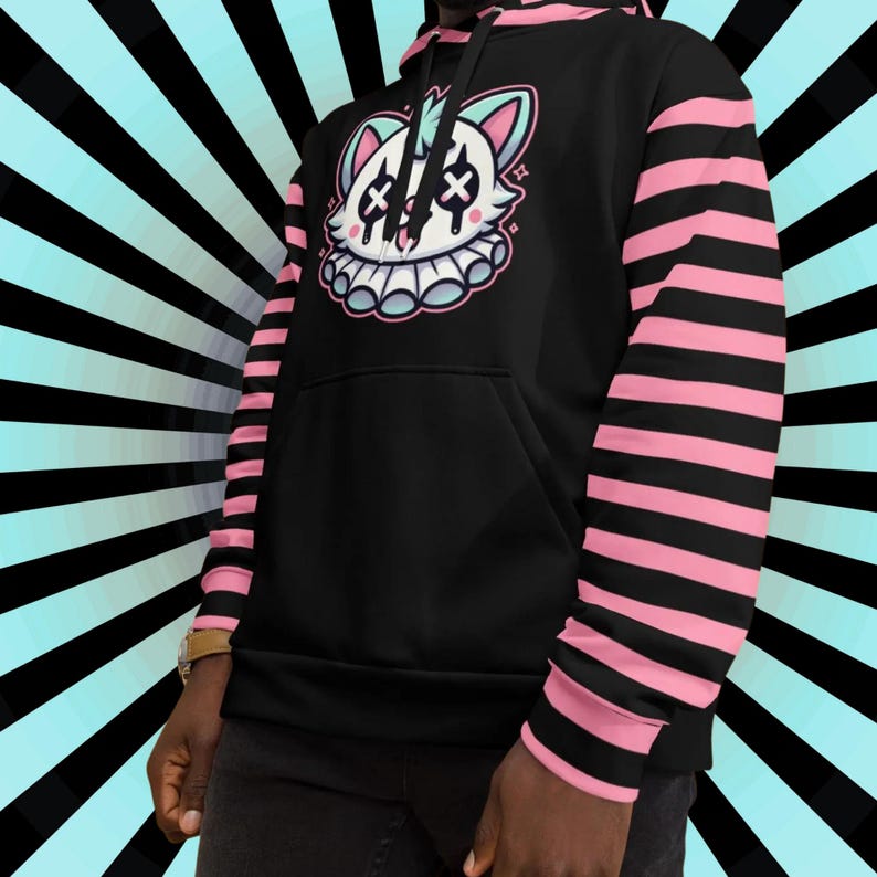 Weirdcore Clowncore Clown Kitty Cat Pastel Goth Graphic Grunge Y2K Unisex Hoodie image 6