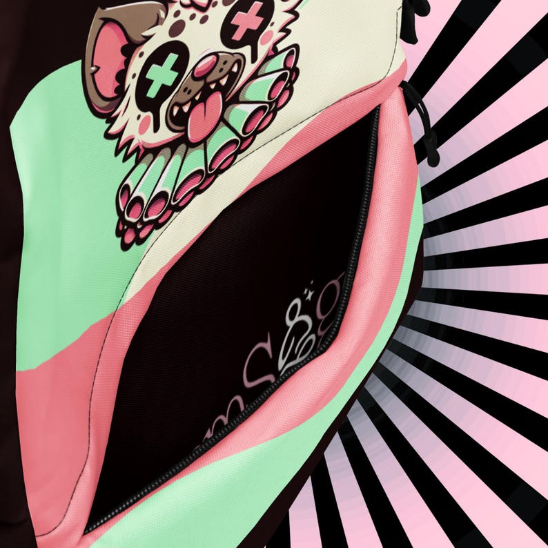 Hyena Kawaii Backpack – Pastel Goth Alt Fashion School Bag image 10