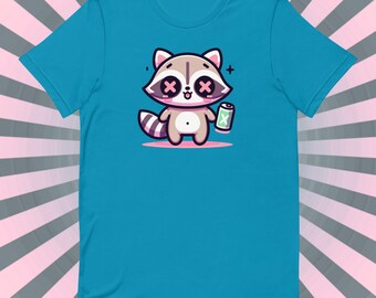 Pastell Goth Waschbär T-Shirt, Süßes Grunge Oddcore Design