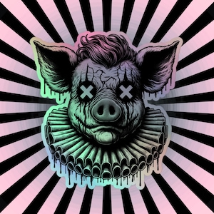 Adesivo holográfico assustador de palhaço porco de terror Clowncore, adesivo holográfico gótico grunge de palhaço estranho