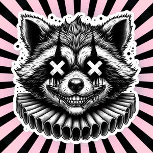 不気味なホラーゴシックアライグマピエロビニールステッカーゴアクラウンコアゴシック邪悪なピエロトラッシュパンダウィアードコア防水ステッカー