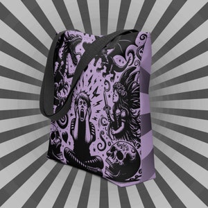 PURPLE Gothic Grunge Pastel Goth Outcry Tote Bag, Dreamcore Ventcore Darkcore Weird Stuff Dark Aesthetic Tote Bag