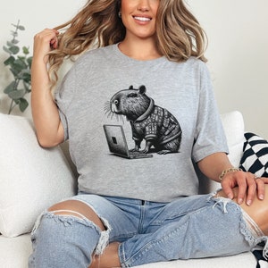 Capybara Shirt Cyber Goth Cyberpunk Shirt Techwear Whimsigoth Clothing Y2K Shirt Wierdcore T-Shirt
