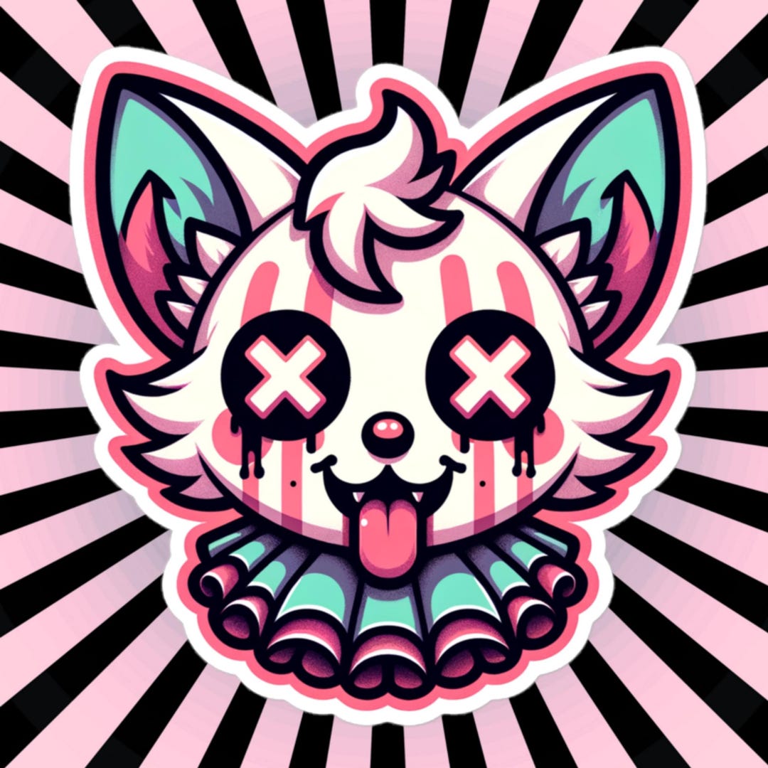 Creepy Fox Clown Vinyl Sticker – Pastel Goth Weirdcore - Etsy