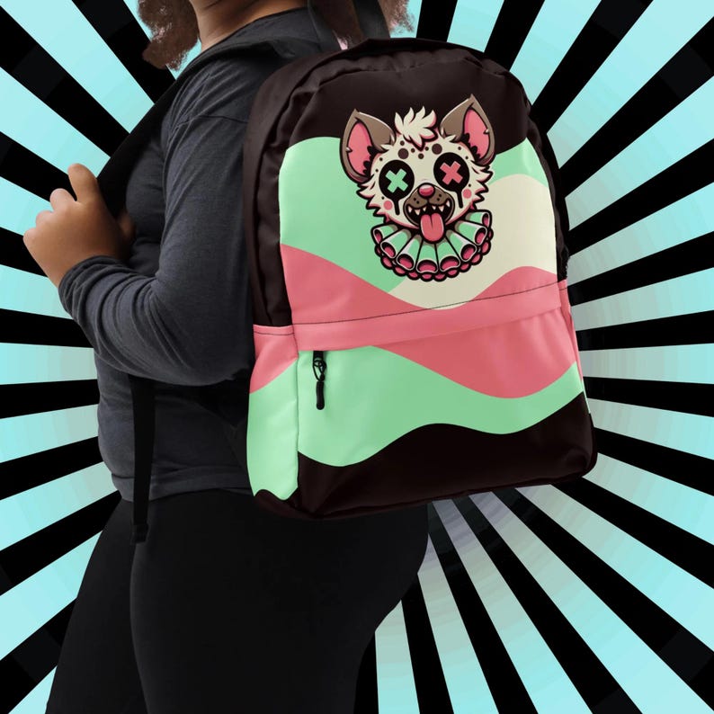 Hyena Kawaii Backpack – Pastel Goth Alt Fashion School Bag image 3