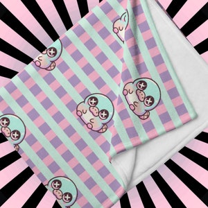 Creepy Cute Weirdcore Platypus Pattern Pastel Goth Grunge Throw Blanket for Couch, Bed, Snuggling, Cozy Gift