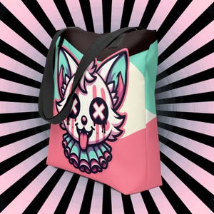 BORSA TOTE Gotica Grunge Pastello Goth Weirdcore Gore Clown Volpe Inquietante Carina Borsa Tote