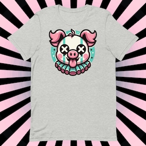 Creepy Cute Pig Clown T-Shirt Weirdcore Clowncore Pastel Goth Piggy Grunge Tee Shirt