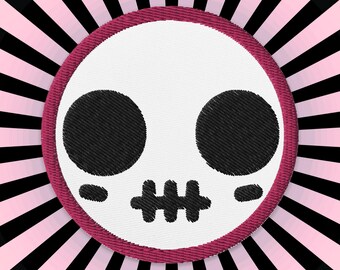 Cute Skull Embroidered Patch - Weirdcore Y2K Goth Style