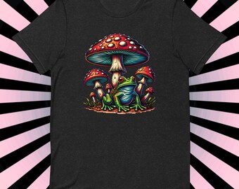 Groda och svamp T-shirt i ekologisk bomull, Goblincore Cottagecore-skjorta