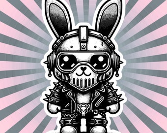 Cyberpunk Bunny Rabbit Sticker, Gothic Punk Rock, Waterproof Vinyl