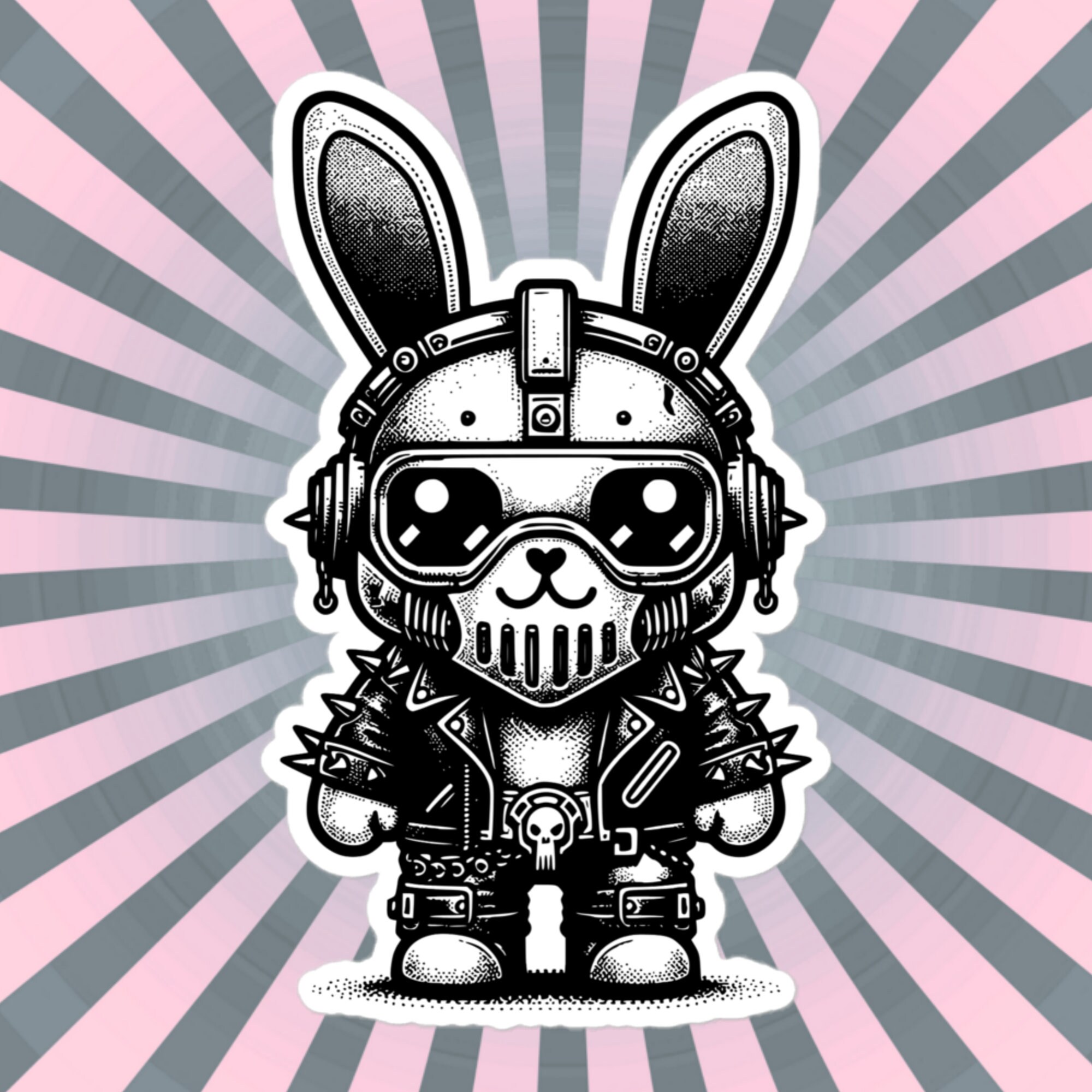 Cyberpunk Bunny Rabbit Sticker, Gothic Punk Rock, Waterproof Vinyl