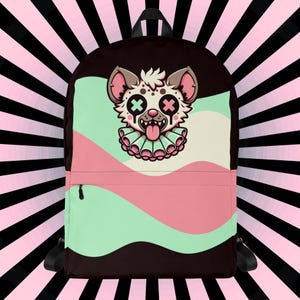 Hyena Kawaii Backpack – Pastel Goth Alt Fashion School Bag image 4