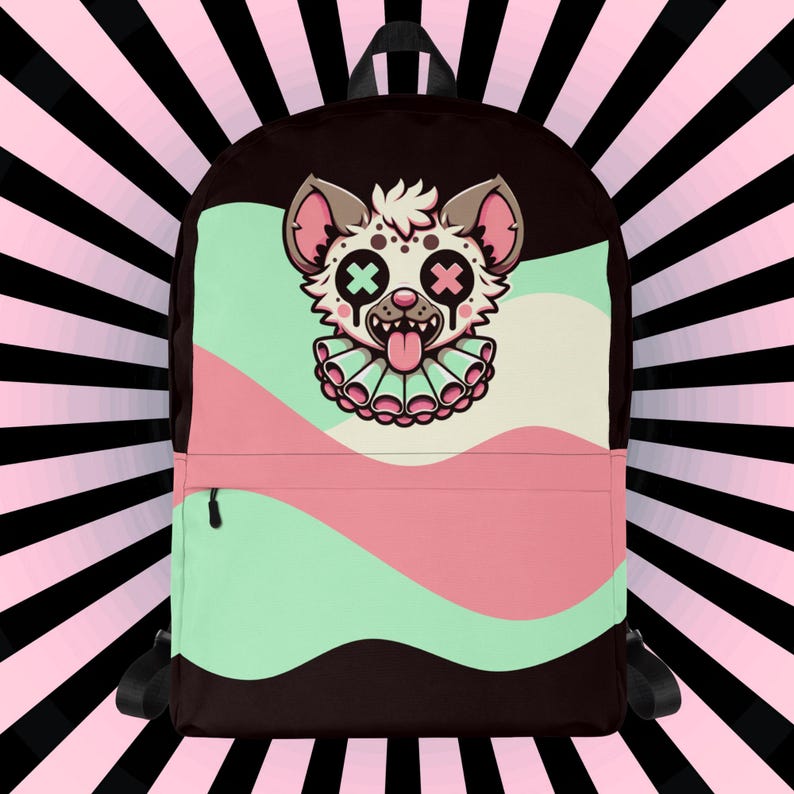 Hyena Kawaii Backpack – Pastel Goth Alt Fashion School Bag image 4