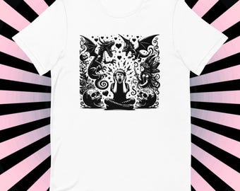 Camiseta con estampado Dreamcore, ropa alternativa de estética oscura.