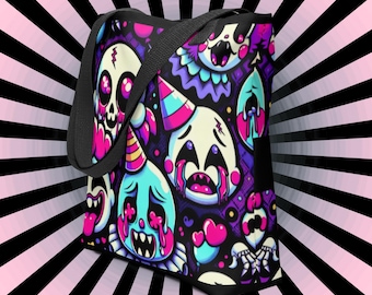 Gothic Halloween Einkaufstasche im Neon Gore Geist Design