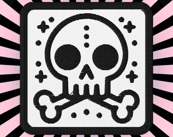 Écusson brodé tête de mort bulle - Goth étrange et fantasmagorique