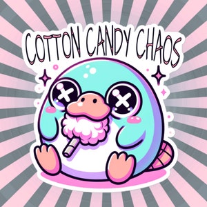 Weirdcore Pastel Goth Grunge Cute Platypus Sticker Cotton Candy Chaos Vinyl Waterproof Sticker Weird Stuff Oddcore Gift