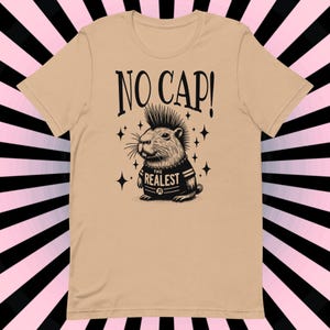 Punkrock Capybara T-shirt: Y2K Weirdcore Utan Keps T-shirt