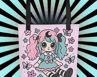 Pastel Goth Doll Tote Bag