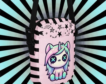 Pastel Goth Unicorn Crossbody Bag – Kawaii Mini Purse