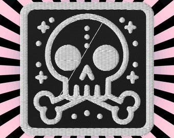 Skull Embroidered Patch - Spooky Cute Weirdcore Goth Design