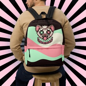 Hyena Kawaii Backpack – Pastel Goth Alt Fashion School Bag image 5