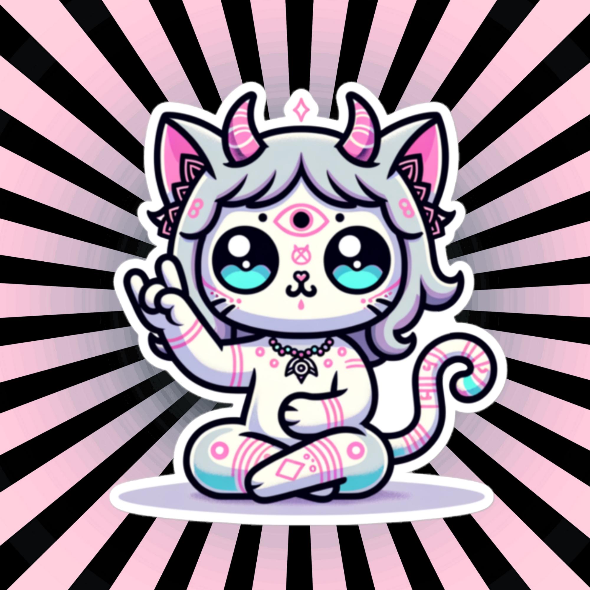 Weirdcore Kitty Cat Shaman Baphomet Waterproof Vinyl Sticker - Etsy